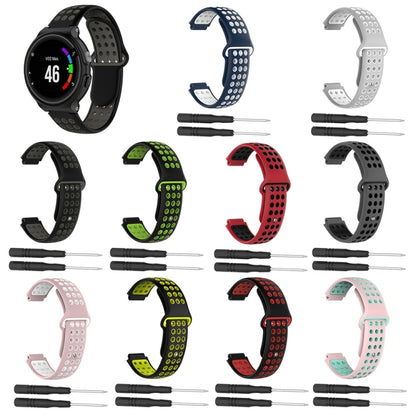For Garmin Approach S20 Two-Color Punched Breathable Silicone Watch Band(Black+Grey) - Watch Bands by buy2fix | Online Shopping UK | buy2fix