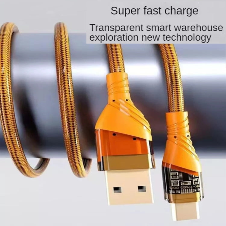 2pcs 65W USB-C / Type-C to Type-C Transparent Fast Charging Data Cable, Length: 1m(Orange) -  by buy2fix | Online Shopping UK | buy2fix