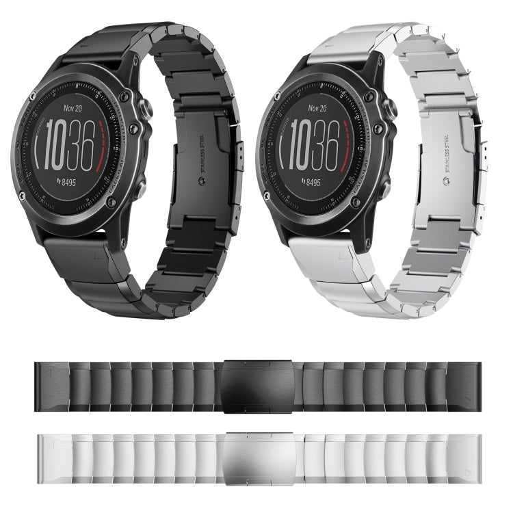 For Garmin Fenix 3 HR 26mm Tortoise Shell Stainless Steel Watch Band(Black) - Watch Bands by buy2fix | Online Shopping UK | buy2fix