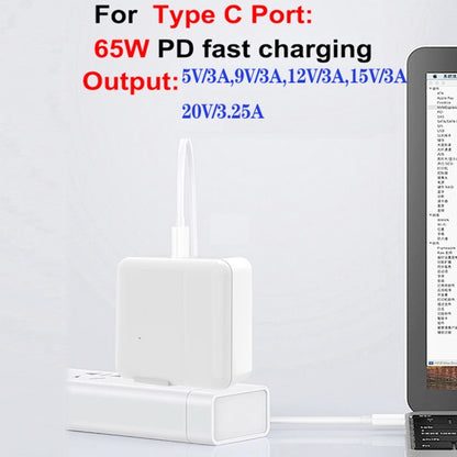 GaN 130W 4-Port USB-C PD65W / PD30W Multi Port Type-C Charger with  1.8m Type-C to MagSafe 2 / T Header Data Cable US / EU Plug - Cable & Adapter by buy2fix | Online Shopping UK | buy2fix