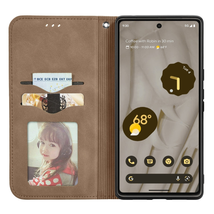 For Google Pixel 7A Retro Skin Feel Magnetic Flip Leather Phone Case(Brown) - Google Cases by buy2fix | Online Shopping UK | buy2fix