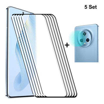 For Honor Magic5 5pcs ENKAY 0.26mm 3D Hot Bending Tempered Glass Full Film with Lens Film - Honor Tempered Glass by ENKAY | Online Shopping UK | buy2fix