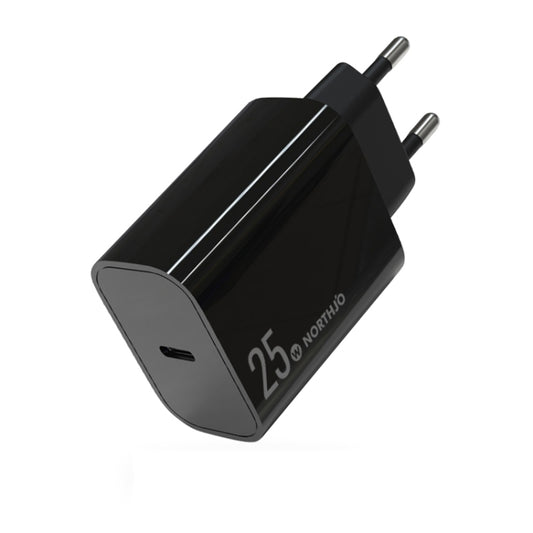 NORTHJO NOPD2501 PD 25W USB-C / Type-C Single Port Fast Charger, Plug Type:EU Plug(Black) - USB Charger by NORTHJO | Online Shopping UK | buy2fix