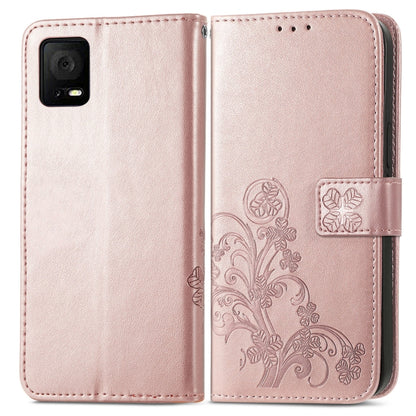 For TCL 405 Four-leaf Clasp Embossed Buckle Leather Phone Case(Rose Gold) - More Brand by buy2fix | Online Shopping UK | buy2fix