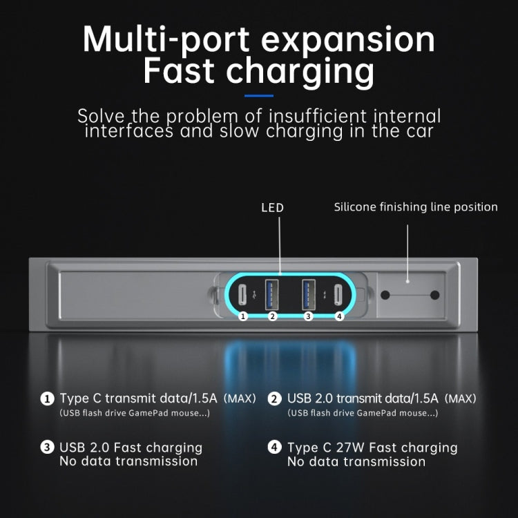 Z62A For Tesla Model 3 / Y Center Console 27W Fast Charging USB HUB Docking Station - DIY Modified Charger by buy2fix | Online Shopping UK | buy2fix