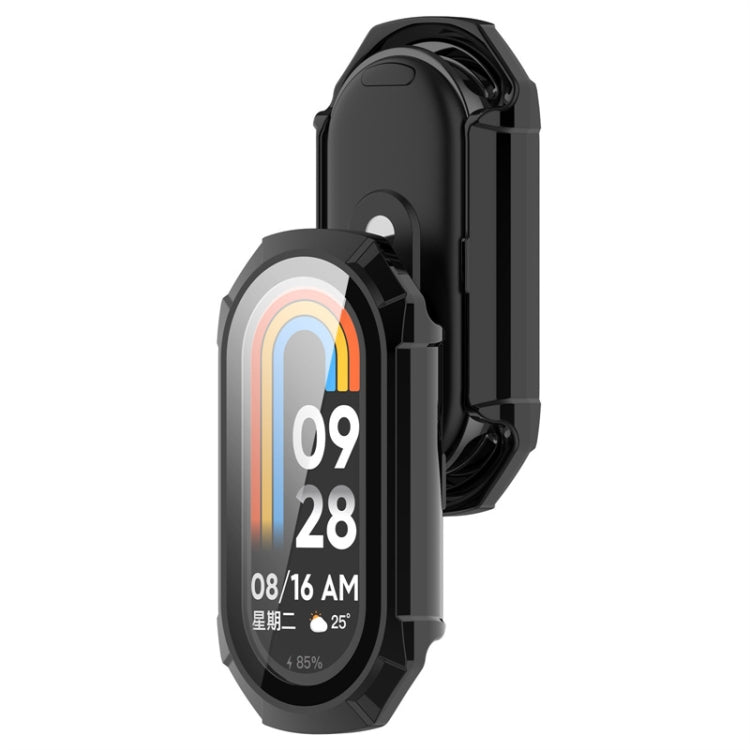 For Xiaomi Mi Band 8 ENKAY Hat-Prince Full Coverage PC Frame + Tempered Glass Film Watch Case(Black) - Watch Cases by ENKAY | Online Shopping UK | buy2fix