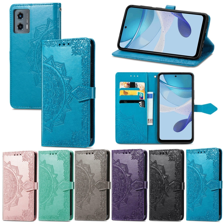 For Motorola Moto G 5G 2023 Mandala Flower Embossed Leather Phone Case(Blue) - Motorola Cases by buy2fix | Online Shopping UK | buy2fix