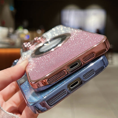 For iPhone 14 Plus MagSafe Gradient Glitter Electroplating TPU Phone Case(Black) - iPhone 14 Plus Cases by buy2fix | Online Shopping UK | buy2fix