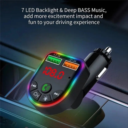 P5 Support U Disk Colorful Ambient Light Car Charger Digital Display Bluetooth Wireless Car MP3 Player - Car Charger by buy2fix | Online Shopping UK | buy2fix