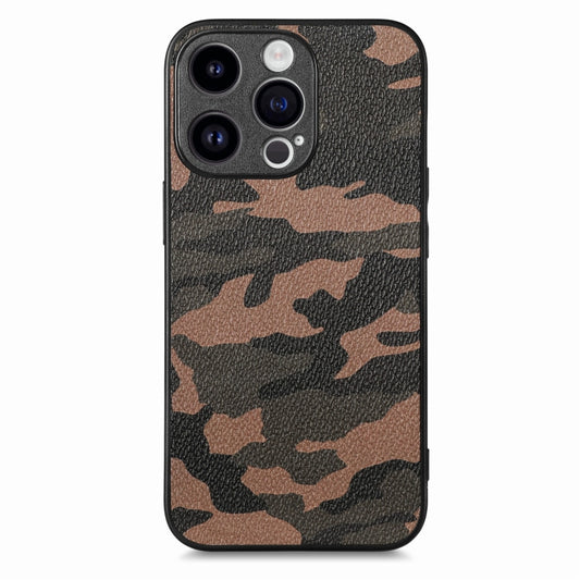 For iPhone 15 Pro Max Retro Camouflage Leather Back Phone Case(Brown) - iPhone 15 Pro Max Cases by buy2fix | Online Shopping UK | buy2fix