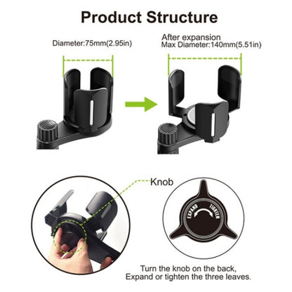 D07 3-Clip Adjustable Cup Holder Car Mount Drink Bottle Snack Car Cup Holder Expander - Car Drink Holders by buy2fix | Online Shopping UK | buy2fix