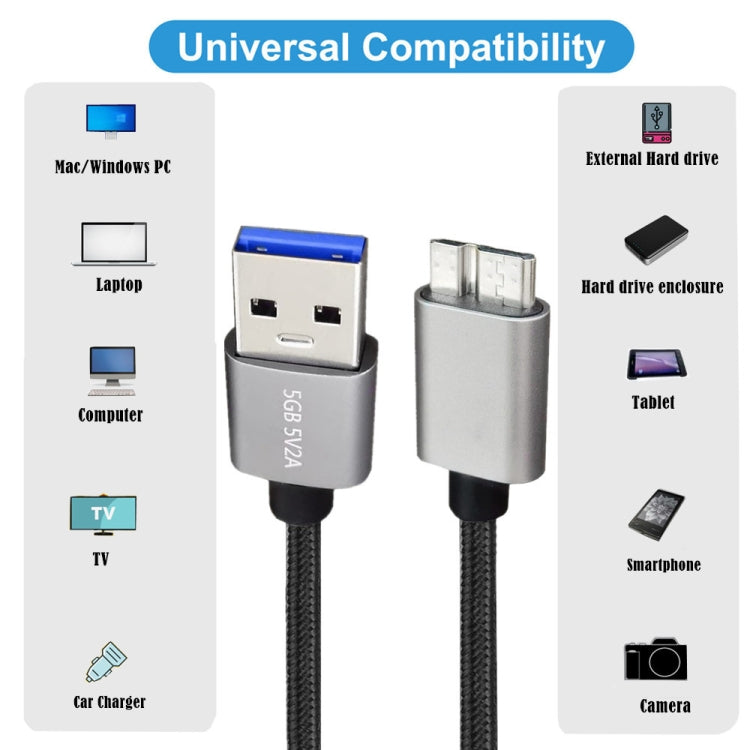 JUNSUNMAY USB 3.0 Male to Micro-B Cord Cable Compatible with Samsung Camera Hard Drive, Length:1m - USB Cable by JUNSUNMAY | Online Shopping UK | buy2fix