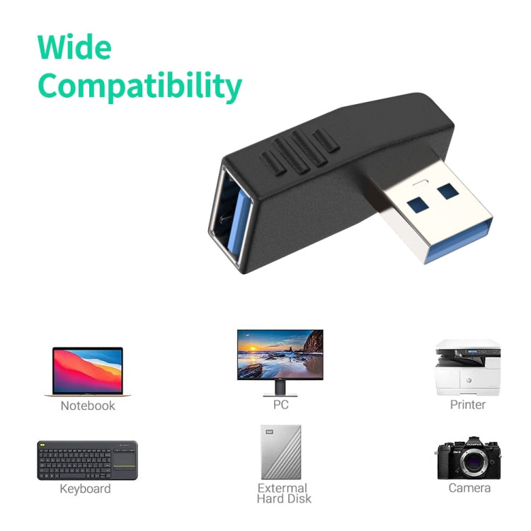 ENKAY USB 3.0 Adapter 90 Degree Angle Male to Female Combo Coupler Extender Connector, Angle:Horizontal Left + Right - USB 3.0 by ENKAY | Online Shopping UK | buy2fix