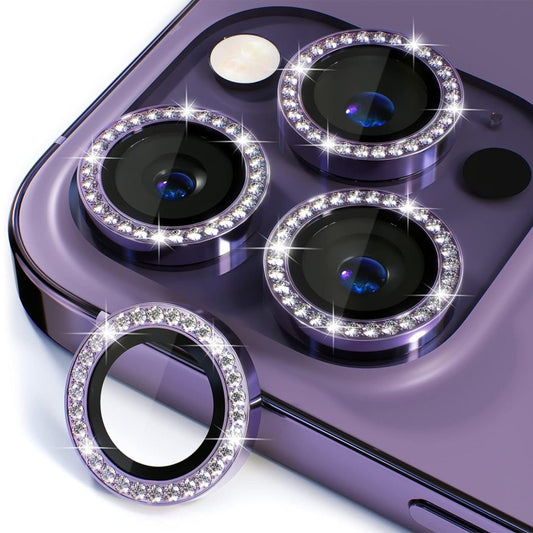 For iPhone 15 Pro / 15 Pro Max ENKAY AR Anti-reflection Individual Diamond Ring Camera Lens Glass Full Film(Deep Purple) - iPhone 15 Pro Tempered Glass by ENKAY | Online Shopping UK | buy2fix