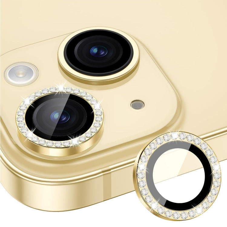 For iPhone 14 / 14 Plus ENKAY AR Anti-reflection Individual Diamond Ring Camera Lens Glass Full Film(Golden) - iPhone 14 Tempered Glass by ENKAY | Online Shopping UK | buy2fix