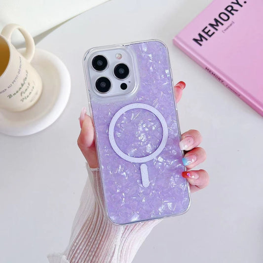 For iPhone 14 Plus Shell Texture MagSafe TPU Phone Case(Purple) - iPhone 14 Plus Cases by buy2fix | Online Shopping UK | buy2fix