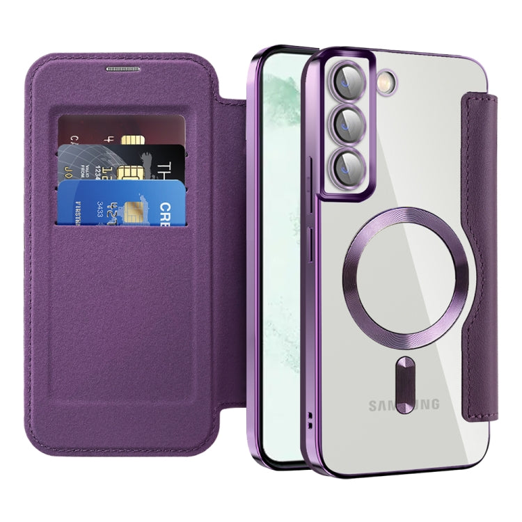 For Samsung Galaxy S22 5G MagSafe Magnetic RFID Anti-theft Leather Phone Case(Purple) - Galaxy S22+ 5G Cases by buy2fix | Online Shopping UK | buy2fix