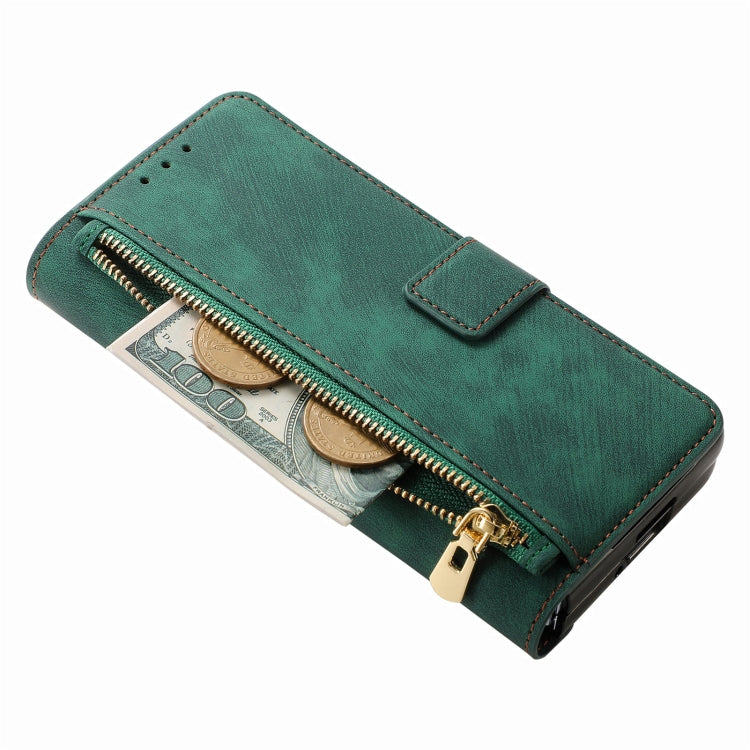 For Samsung Galaxy Z Fold5 5G Retro MagSafe Magnetic Zipper Wallet Leather Phone Case(Green) - Galaxy Z Fold5 Cases by buy2fix | Online Shopping UK | buy2fix