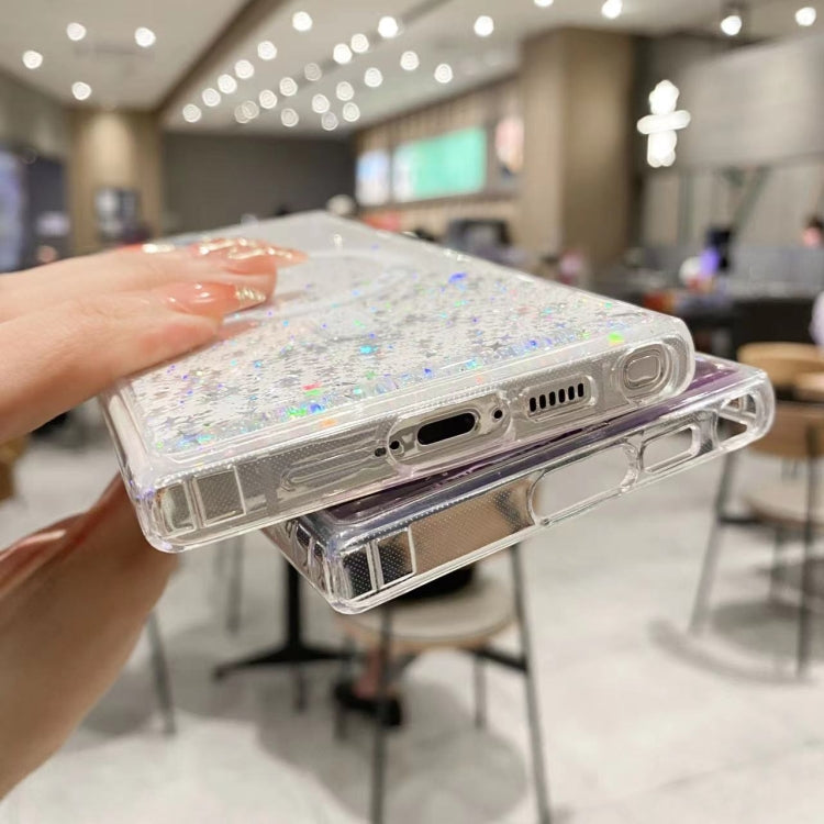 For Samsung Galaxy S24 Ultra 5G MagSafe Glitter Hybrid Clear TPU Phone Case(White) - Galaxy S24 Ultra 5G Cases by buy2fix | Online Shopping UK | buy2fix