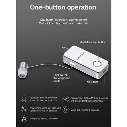 FineBlue F2 Pro Wireless Bluetooth V5.0 Earphone Hands-Free Vibrating Alert Wear Clip Earphone(White) - Bluetooth Earphone by Fineblue | Online Shopping UK | buy2fix