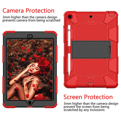 For iPad 10.2 Shockproof Two-Color Silicone Protection Case with Holder & Pen Slot(Red+Black) - iPad 10.2 Cases by buy2fix | Online Shopping UK | buy2fix