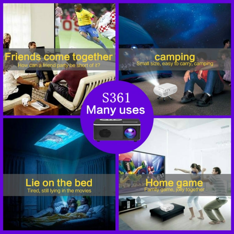 S361 80 lumens 320 x 240 Pixel Portable Mini Projector, Support 1080P, EU Plug(White) - Consumer Electronics by buy2fix | Online Shopping UK | buy2fix