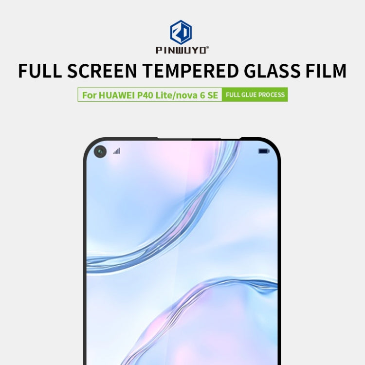 For Huawei P40 Lite / nova 6 SE PINWUYO 9H 2.5D Full Screen Tempered Glass Film(Black) - Huawei Tempered Glass by PINWUYO | Online Shopping UK | buy2fix