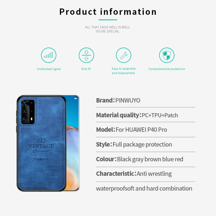 For Huawei P40 pro / P40pro+ PINWUYO Zun Series PC + TPU + Skin Waterproof And Anti-fall All-inclusive Protective Shell(Blue) - Huawei Cases by PINWUYO | Online Shopping UK | buy2fix