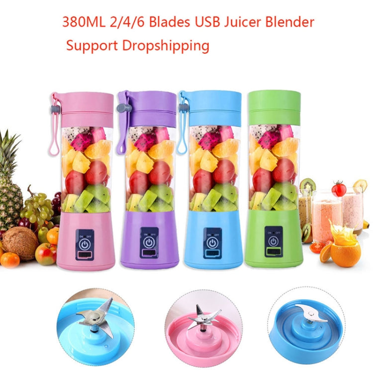 USB Rechargeable Electric Automatic Vegetable Fruit Citrus Orange Juice Maker Cup Mixer Bottle (380ML)(4 Blades Purple) - Home & Garden by buy2fix | Online Shopping UK | buy2fix