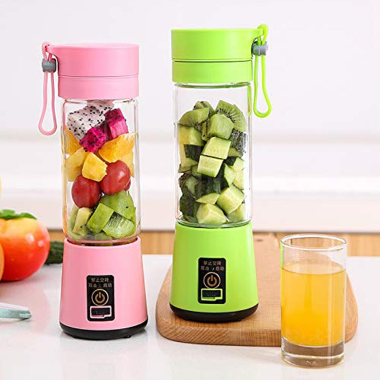 USB Rechargeable Electric Automatic Vegetable Fruit Citrus Orange Juice Maker Cup Mixer Bottle (380ML)(2 Blades Pink) - Home & Garden by buy2fix | Online Shopping UK | buy2fix