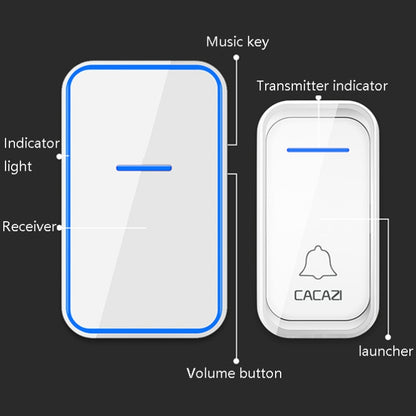 CACAZI A68-2 One to Two Wireless Remote Control Electronic Doorbell Home Smart Digital Wireless Doorbell, Style:UK Plug(Black) - Wireless Doorbell by CACAZI | Online Shopping UK | buy2fix