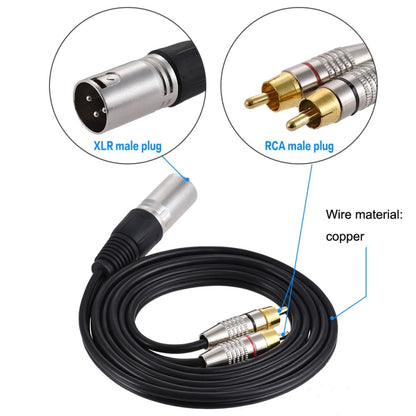 XLR Male To 2RCA Male Plug Stereo Audio Cable, Length:, Length:0.5m - Microphone Audio Cable & Connector by buy2fix | Online Shopping UK | buy2fix