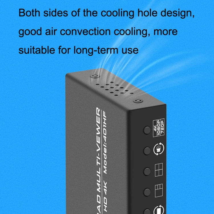 FJGEAR FJ-401HF 4 In 1 Out 4K HDMI Splitter Supports Four Screen Segmentation, Plug Type:US Plug(Black) - Splitter by FJGEAR | Online Shopping UK | buy2fix