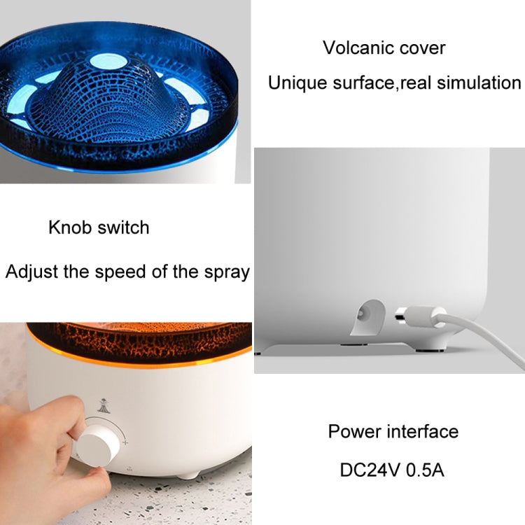 V21A 560ml Volcano Flame Remote Control Aromatherapy Air Humidifier Essential Oil Diffuser UK Plug(White) - Home & Garden by buy2fix | Online Shopping UK | buy2fix