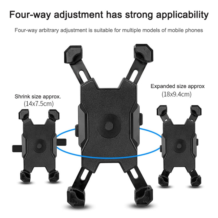 Electric Bicycle Mobile Phone Holder Can Be Rotated 360-degree Mobile Phone Holder Four-way Adjustment Bracket for Motorcycle, Style:Handlebars(Black) - Holders by buy2fix | Online Shopping UK | buy2fix