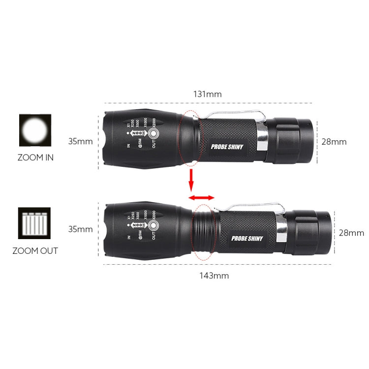 T02 Pen Clip Mini Flashlight T6 Telescopic Zoom Led Flashlight Outdoor Waterproof Long Shot Glare Flashlight - Mini Flashlight by buy2fix | Online Shopping UK | buy2fix