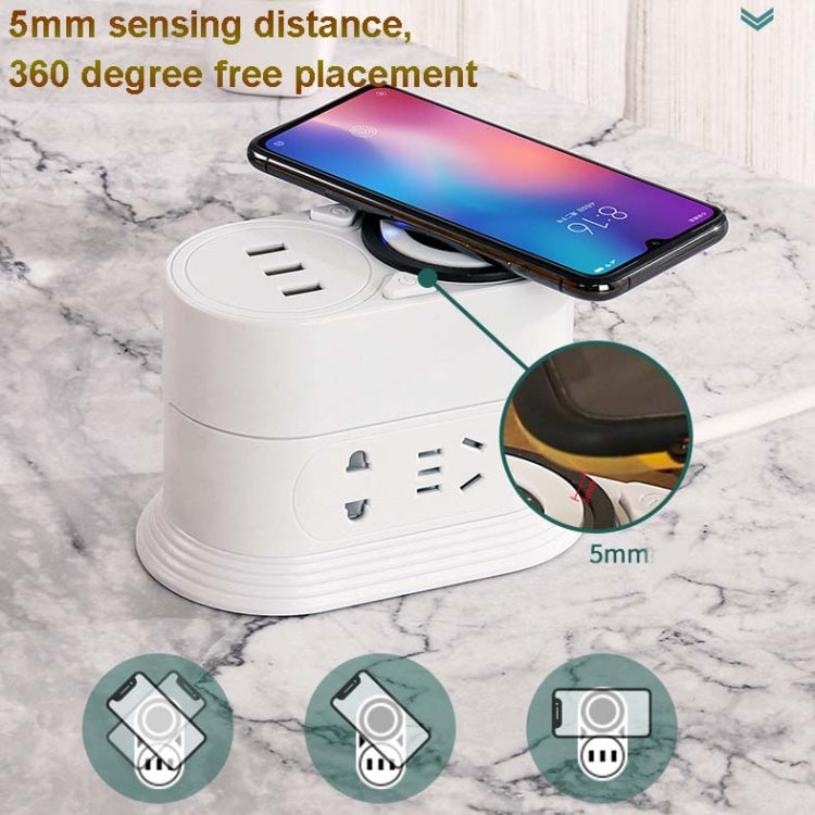 Mobile Phone Wireless Charging Socket Creative Smart USB Power Strip Multi-Function Desktop Vertical Power Strip, CN Plug, Specification: 1.8 Meters, Style:3 Layer(White) - Consumer Electronics by buy2fix | Online Shopping UK | buy2fix