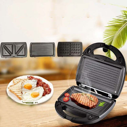 3 in 1 Sandwich Maker Multi-Function Waffle Maker Panini Breakfast Maker, EU Plug - Home & Garden by buy2fix | Online Shopping UK | buy2fix