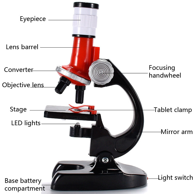 HD 1200 Times Microscope Toys Primary School Biological Science Experiment Equipment Children Educational Toys(Red) - Digital Microscope by buy2fix | Online Shopping UK | buy2fix