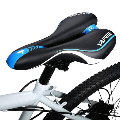 YAFEE YF-1034-3 Soft Mountain Bike Seat Mountain Bike Hollow Breathable Saddle Seat Cushion Bicycle Seat(Black Blue) - Outdoor & Sports by YAFEE | Online Shopping UK | buy2fix