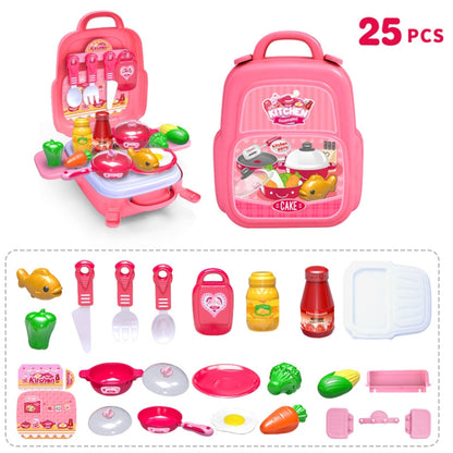 Educational Toys Children Simulation Pretend Play House Toys Kit Backpack(Kitchen) - Pretend Play Toys by buy2fix | Online Shopping UK | buy2fix