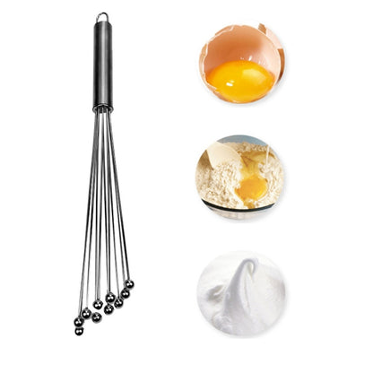 2 PCS Manual Whisk Stainless Steel Glass Bead Egg Whisk Kitchen Household Hand-Held Baking Tools Type A 12 Inch - Stirrer & Squeezer by buy2fix | Online Shopping UK | buy2fix