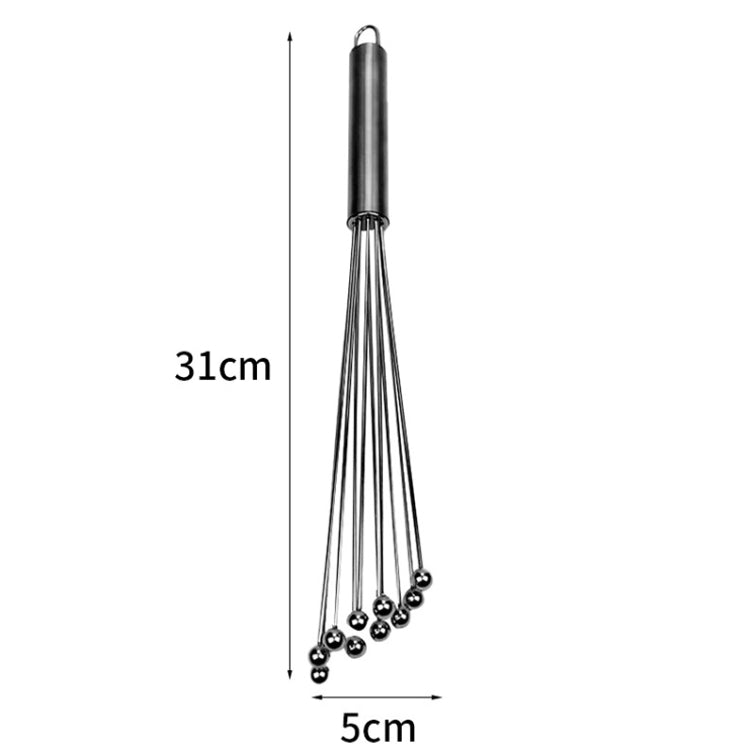 2 PCS Manual Whisk Stainless Steel Glass Bead Egg Whisk Kitchen Household Hand-Held Baking Tools Type A 12 Inch - Stirrer & Squeezer by buy2fix | Online Shopping UK | buy2fix