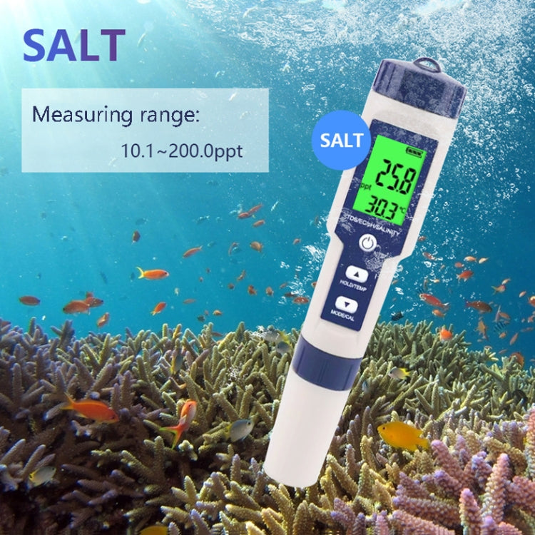 EZ-9909 PH/Salinity/Temperature/TDS/EC 5-in-1 Test Pen Multifunctional Water Quality Detector - Consumer Electronics by buy2fix | Online Shopping UK | buy2fix