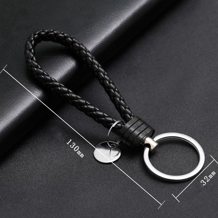 100 PCS Woven Leather Cord Keychain Car Pendant Leather Key Ring Baotou With Small Round Piece(Black) - Key Rings by buy2fix | Online Shopping UK | buy2fix