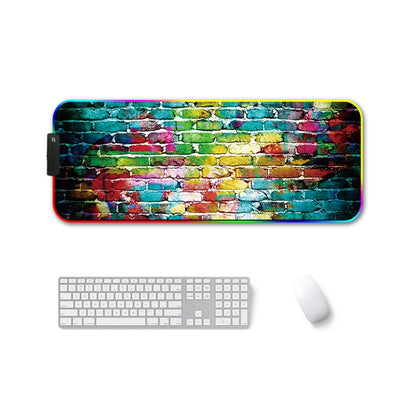 300x350x4mm F-01 Rubber Thermal Transfer RGB Luminous Non-Slip Mouse Pad(Colorful Brick) - Mouse Pads by buy2fix | Online Shopping UK | buy2fix