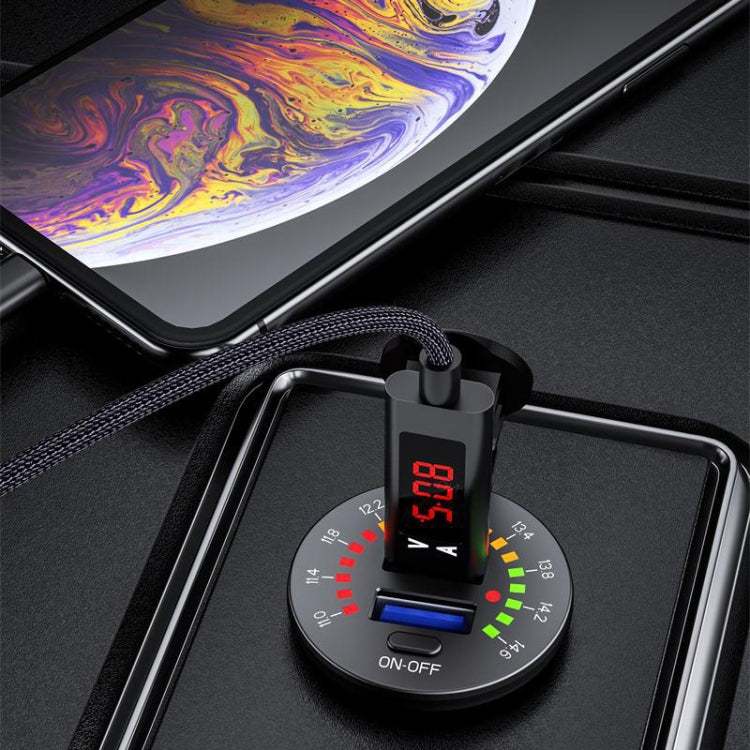 Car Motorcycle Ship Modified With Colorful Screen Display USB Dual QC3.0 Fast Charge Car Charger, Model: P20-B With 60cm Line - In Car by buy2fix | Online Shopping UK | buy2fix