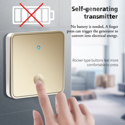 CACAZI FA50 1 For 1 Push-button Self-generating Wireless Doorbell, Plug:AU Plug(Gold) - Security by CACAZI | Online Shopping UK | buy2fix