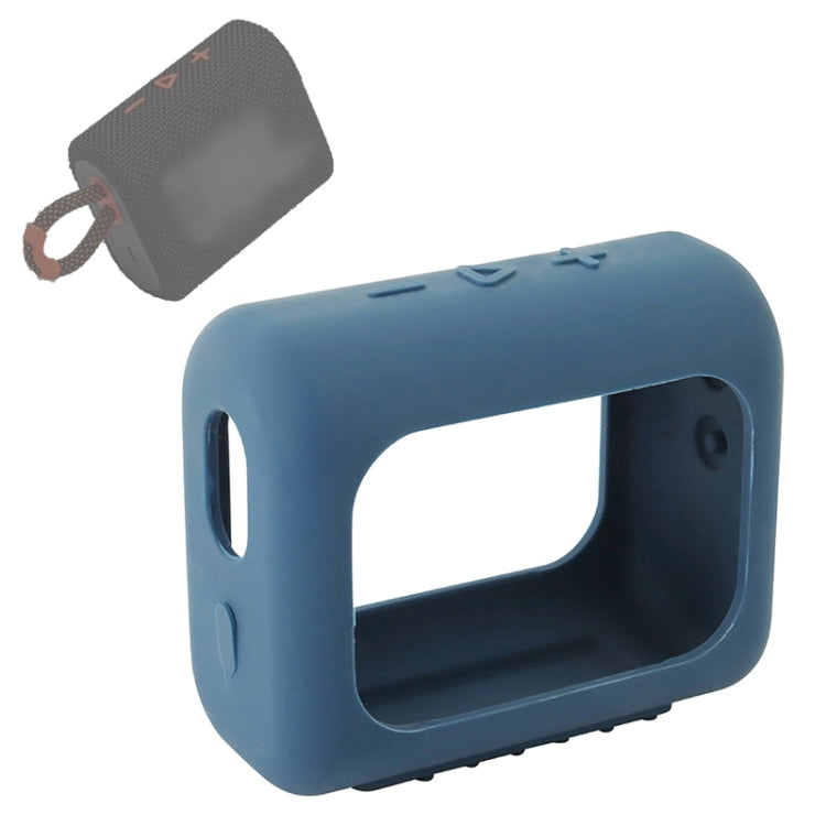 For JBL GO3 Bluetooth Speaker Silicone Cover Portable Protective Case with Carabiner(Dark Blue) - Protective Case by buy2fix | Online Shopping UK | buy2fix