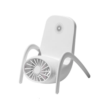 Mobile Phone Holder Small Fan USB Charging With Breathing Light Mini Desktop Fan Holder(White) - Desktop Holder by buy2fix | Online Shopping UK | buy2fix